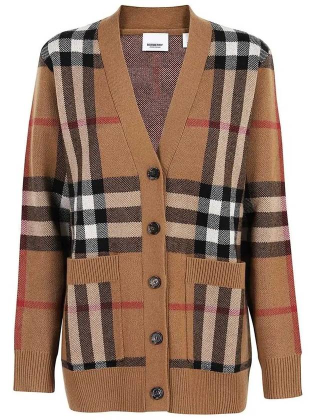 Luxury Burberry Check Wool Cashmere Cardigan Brown