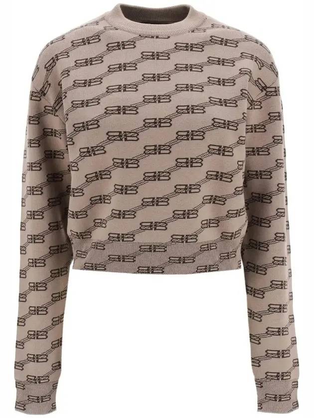 Luxury Balenciaga Trending 2026 BB Icon Jacquard Knit Top Brown