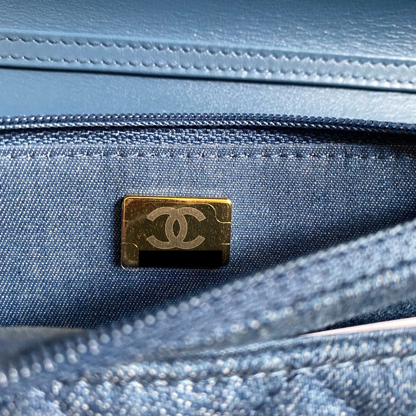 Chanel 22C Pearl Crush Wallet On Chain Denim