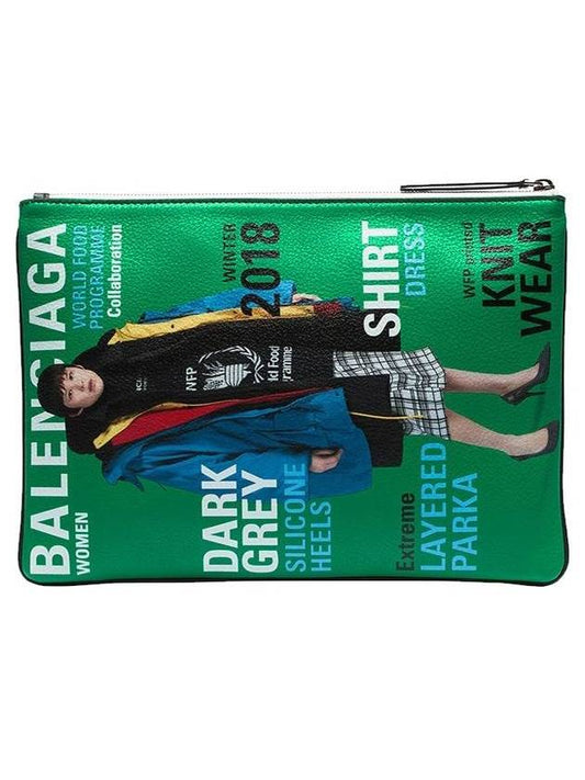Luxury Balenciaga Trending 2026 Magazine Medium Clutch Bag Green