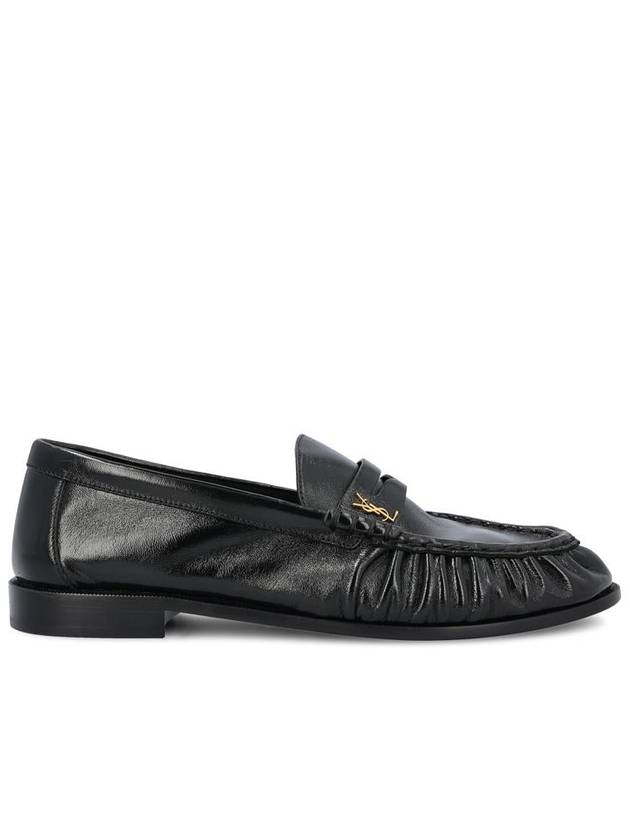 Luxury Saint Laurent Trending 2025 Le Signature Cassandre Logo Plaque Lamb Skin Loafer Black