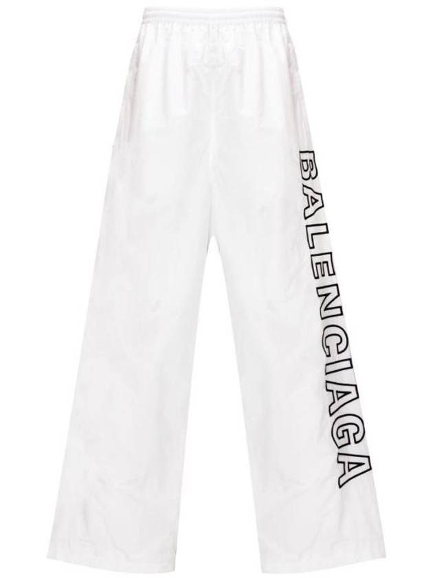 Luxury Balenciaga Trending 2026 Embroidered Logo Polyester Wide Track Pants White