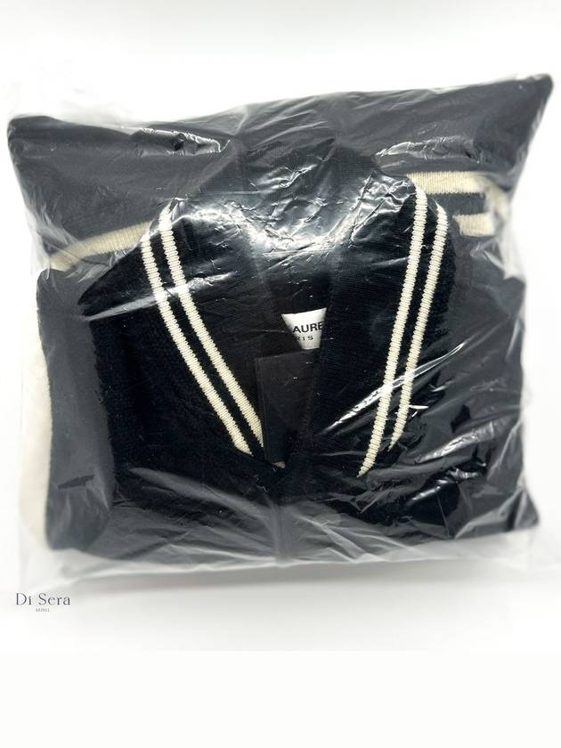 Luxury Saint Laurent Trending 2025 Teddy Bomber Jacket in Wool Black White