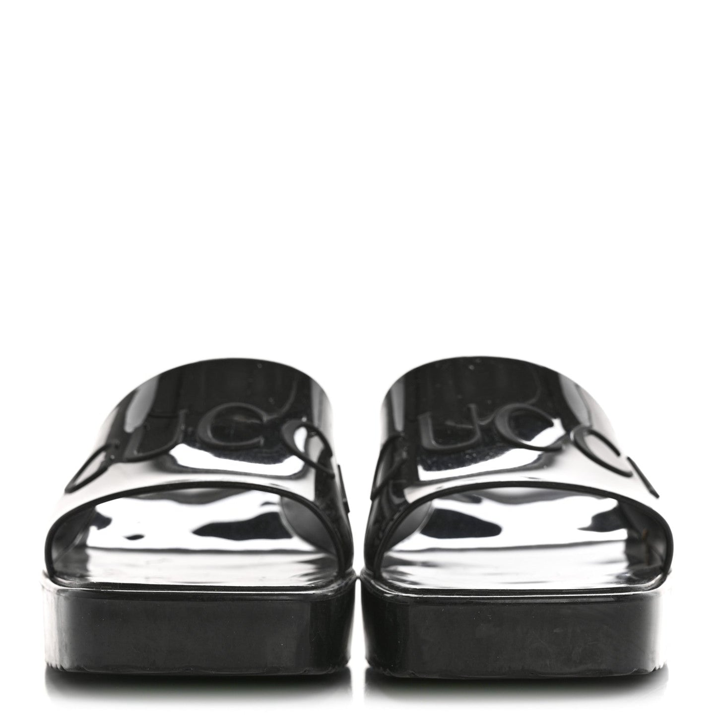 Gucci Rubber Logo Womens Platform 20/60mm Slide Sandals 35 Black