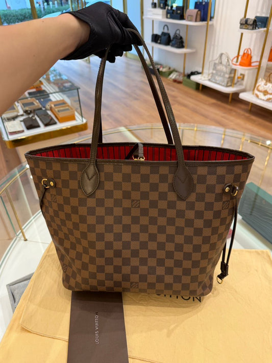 LOUIS VUITTON DAMIER EBENE NEVERFULL MM TOTE BAG