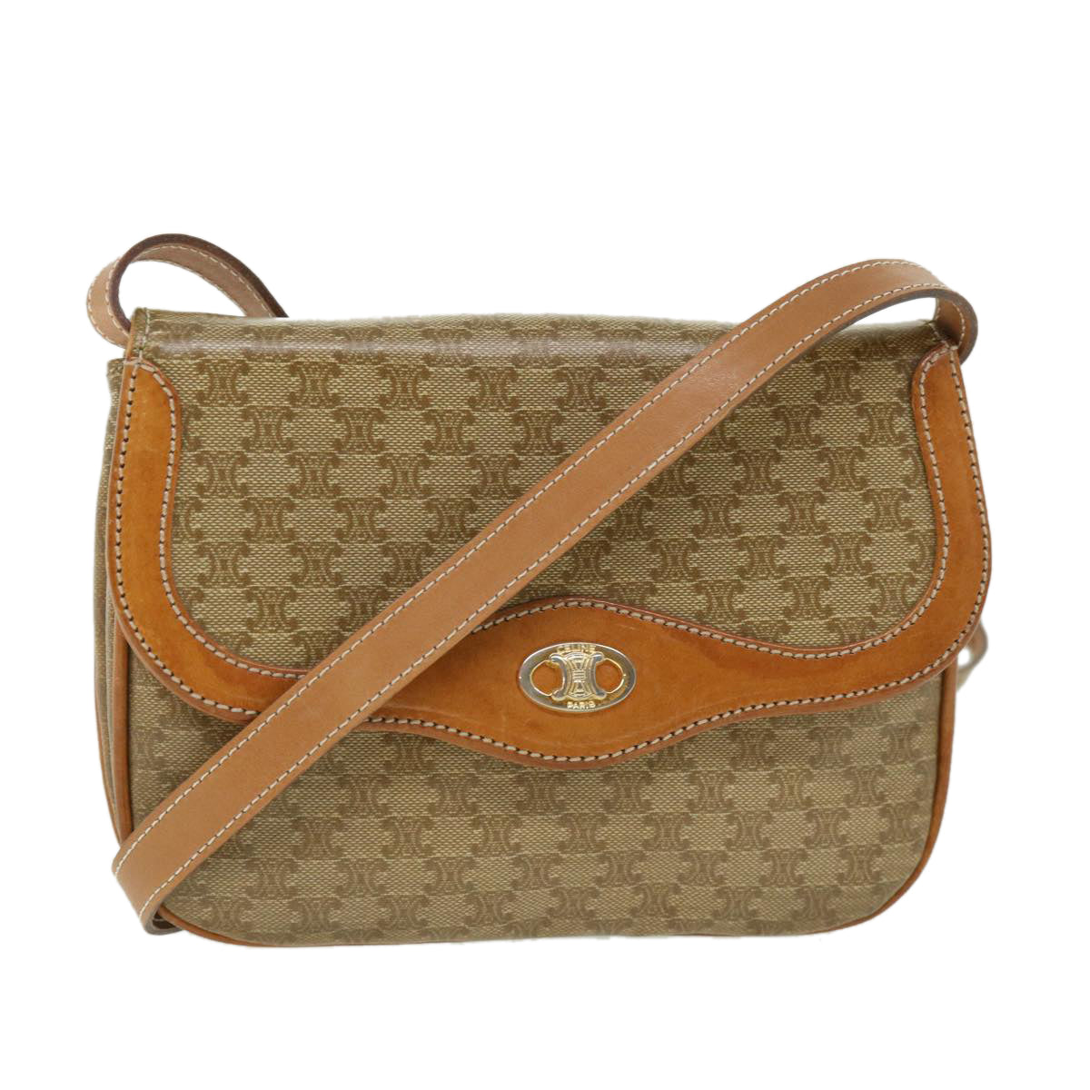 Luxury CELINE Macadam Canvas Shoulder Bag Beige  ep1877