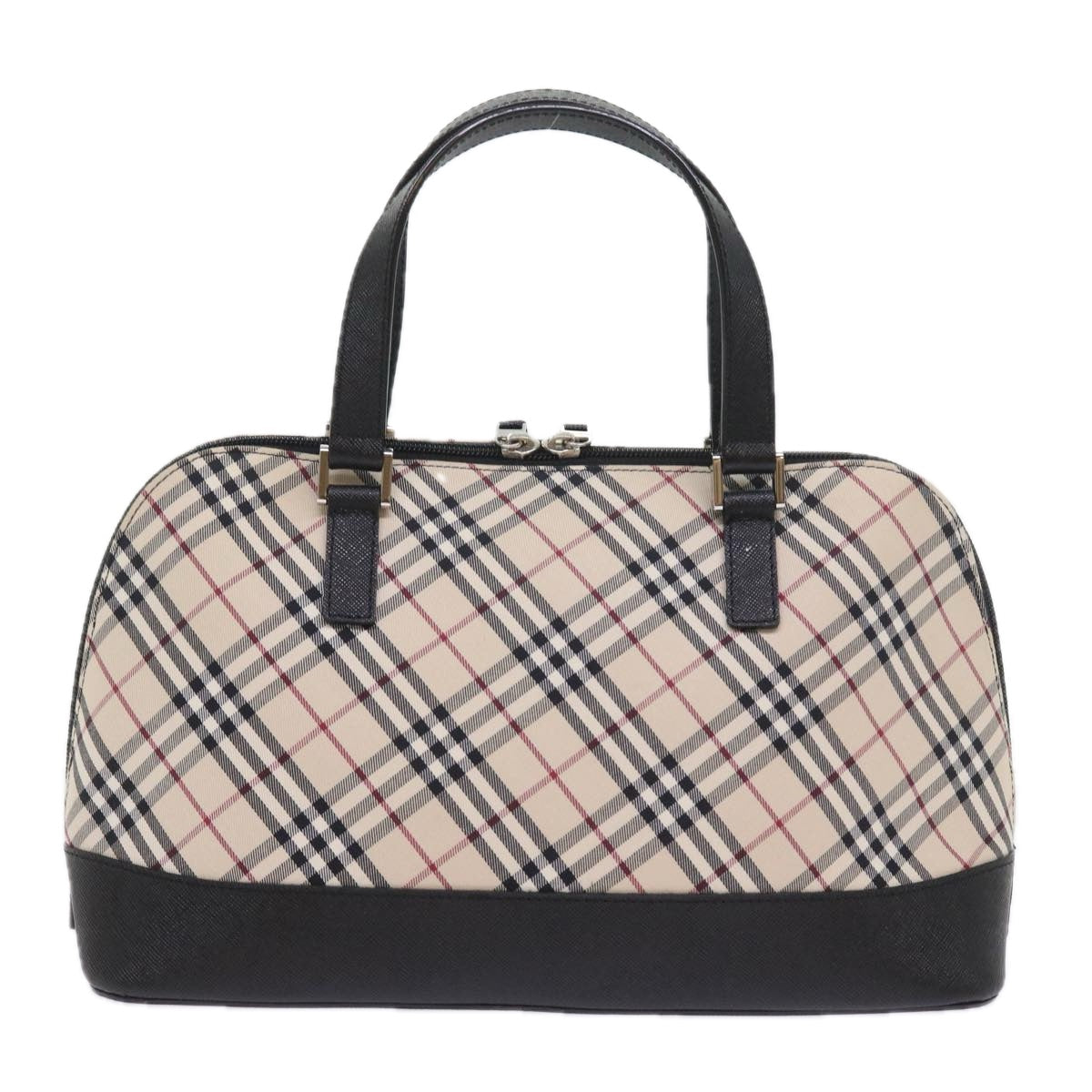 Luxury Burberry Nova Check Hand Bag Nylon Canvas Beige Auth ep2098
