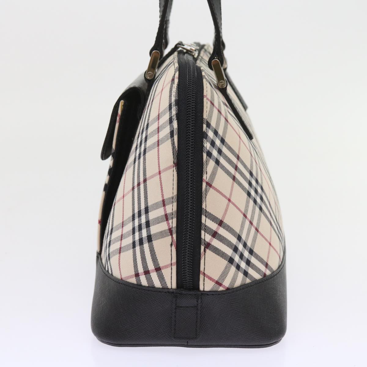 Luxury Burberry Nova Check Hand Bag Nylon Canvas Beige Auth ep2098