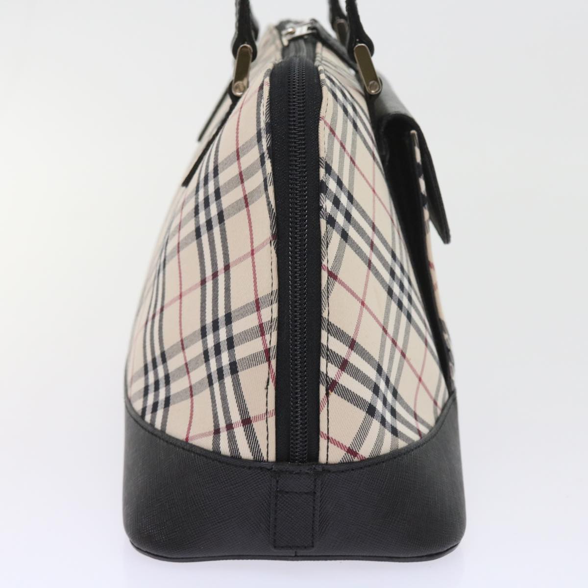 Luxury Burberry Nova Check Hand Bag Nylon Canvas Beige Auth ep2098