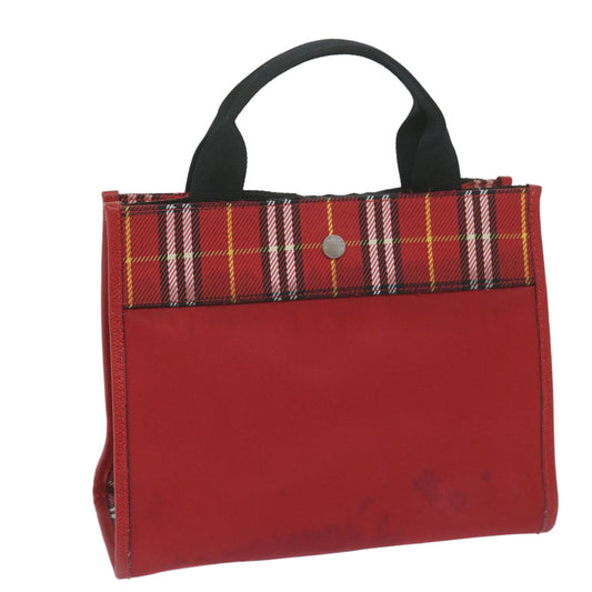 Luxury Burberry Nova Check Hand Bag Nylon Red Auth ep2927
