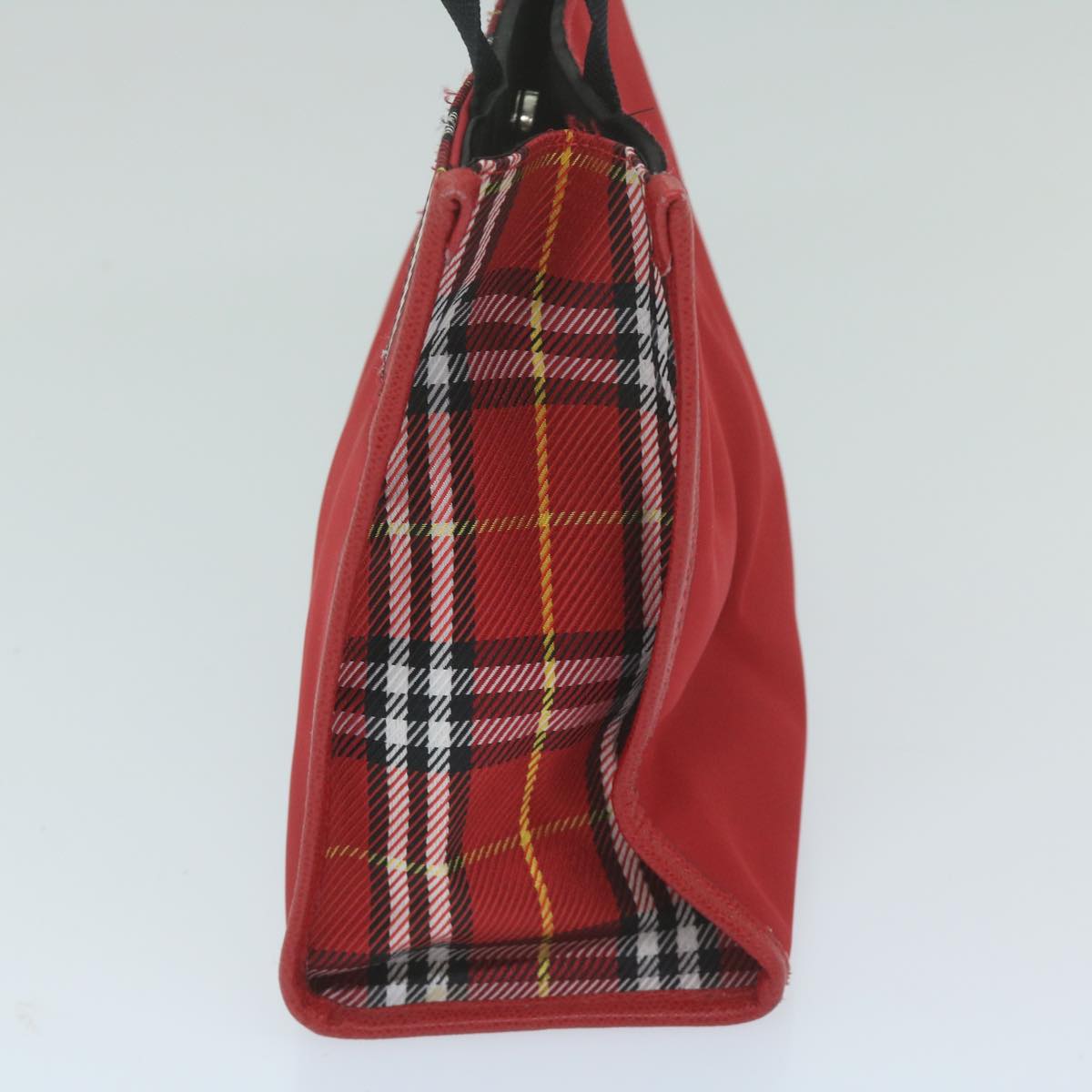 Luxury Burberry Nova Check Hand Bag Nylon Red Auth ep2927