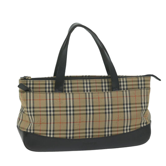 Luxury BurberrySs Nova Check Hand Bag Canvas Beige Auth ep3023