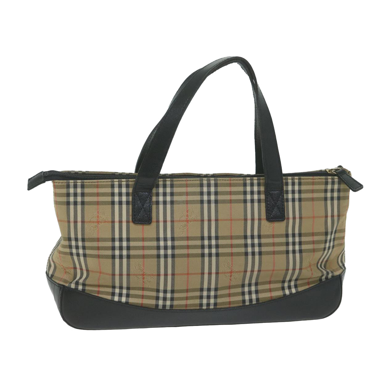 Luxury BurberrySs Nova Check Hand Bag Canvas Beige Auth ep3023