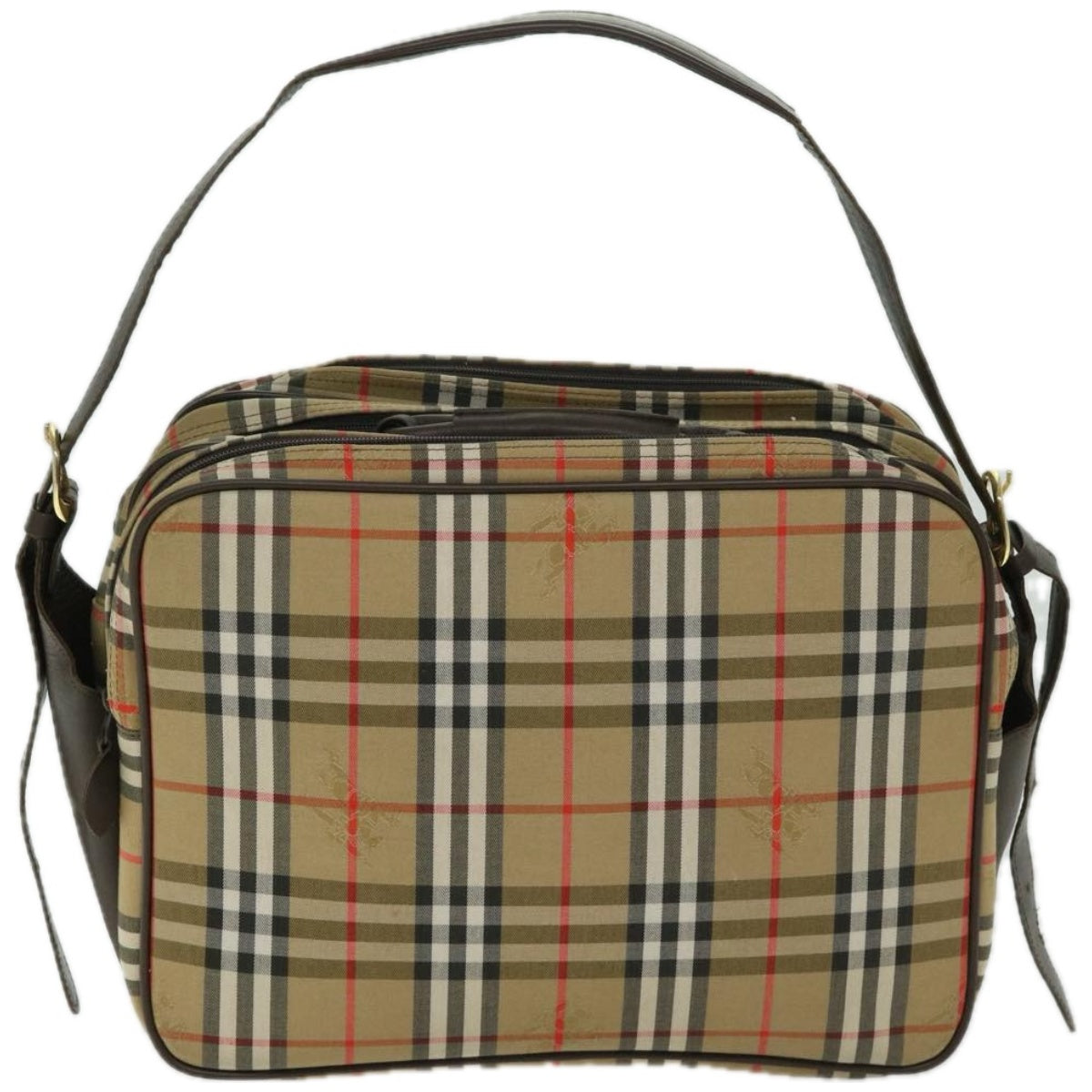 Luxury BurberrySs Nova Check Shoulder Bag Canvas Beige Auth ep3489