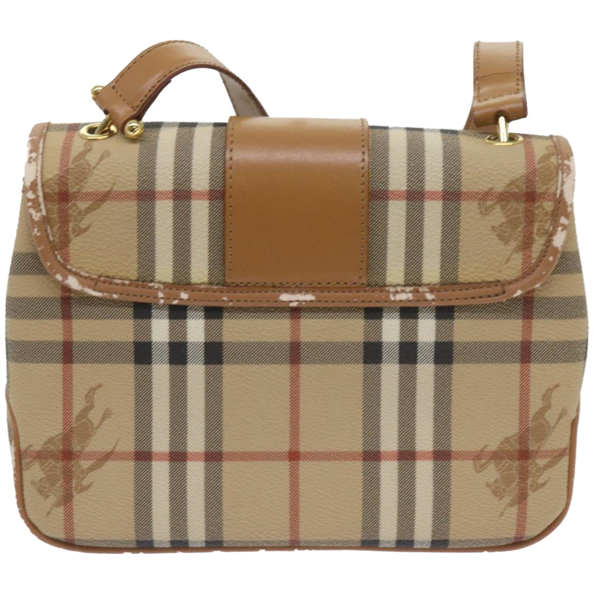 Luxury BurberrySs Nova Check Shoulder Bag PVC Leather Beige Auth ep3552