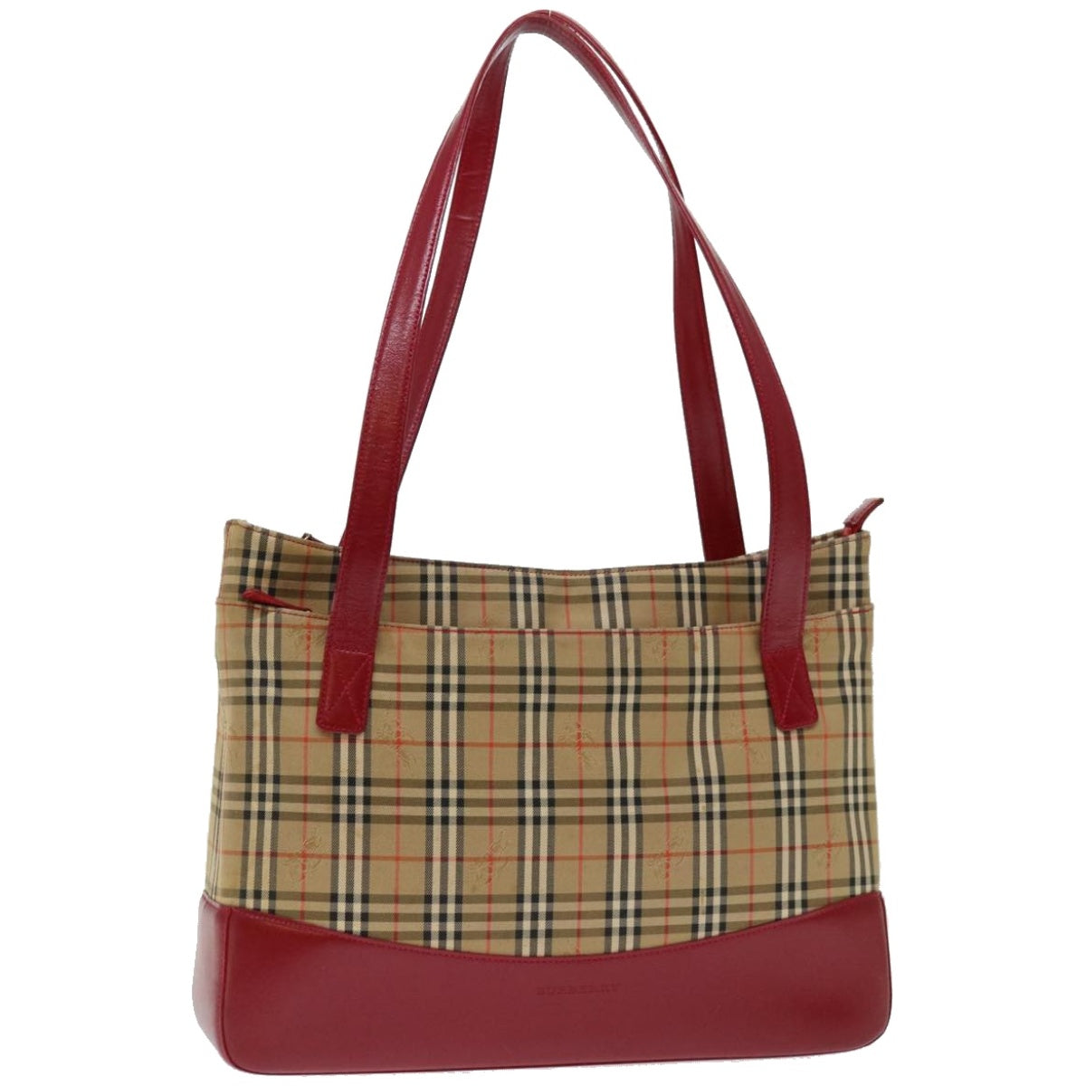 Luxury Burberry Nova Check Tote Bag Canvas Beige Auth ep3587