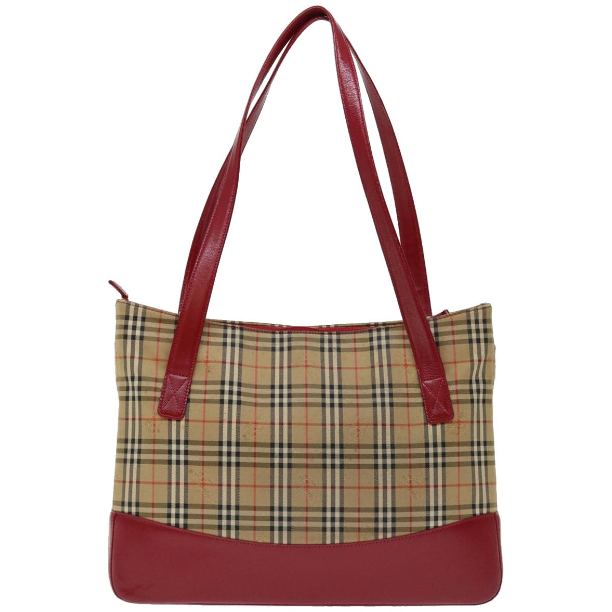 Luxury Burberry Nova Check Tote Bag Canvas Beige Auth ep3587