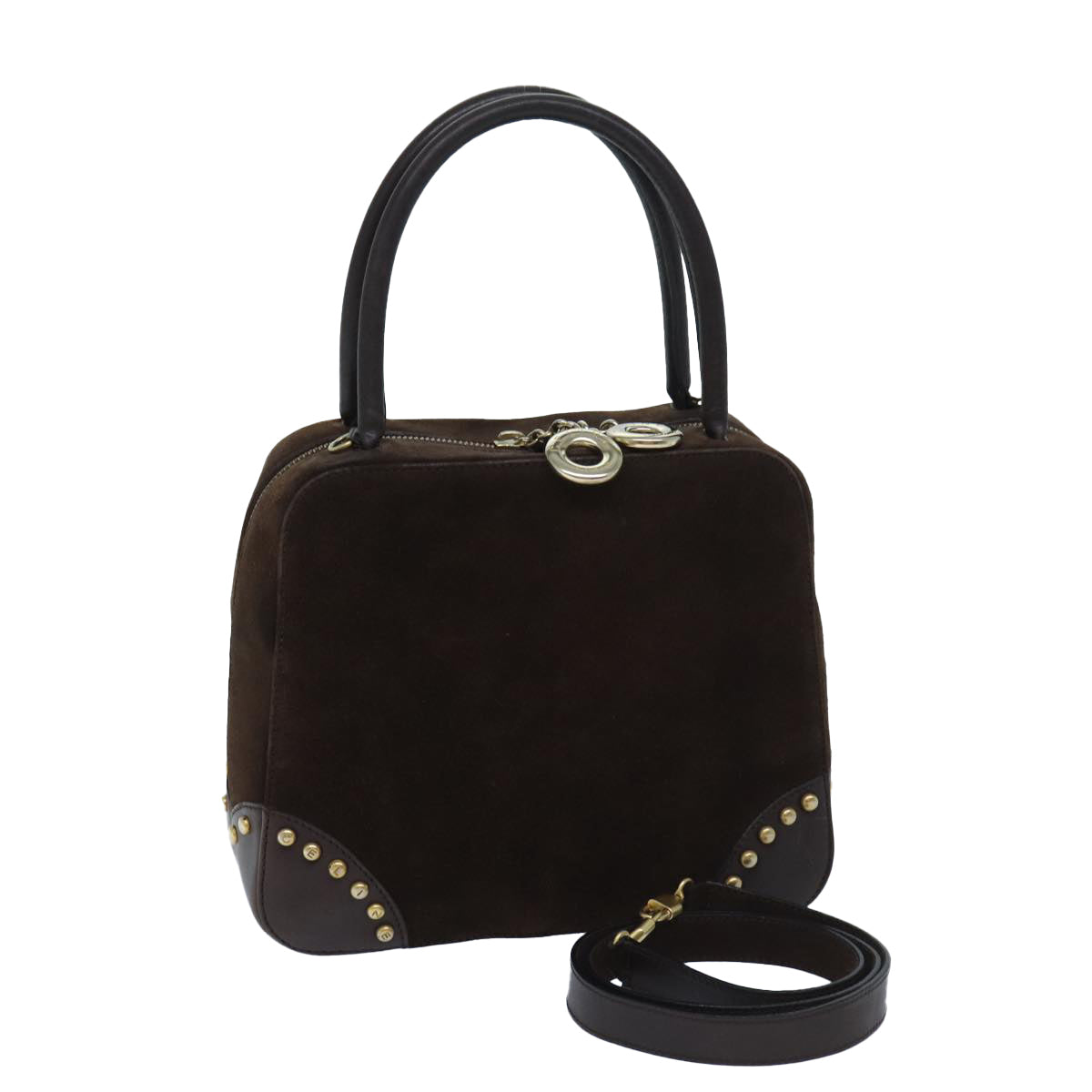 Luxury CELINE Hand Bag Suede 2way Brown  ep3900