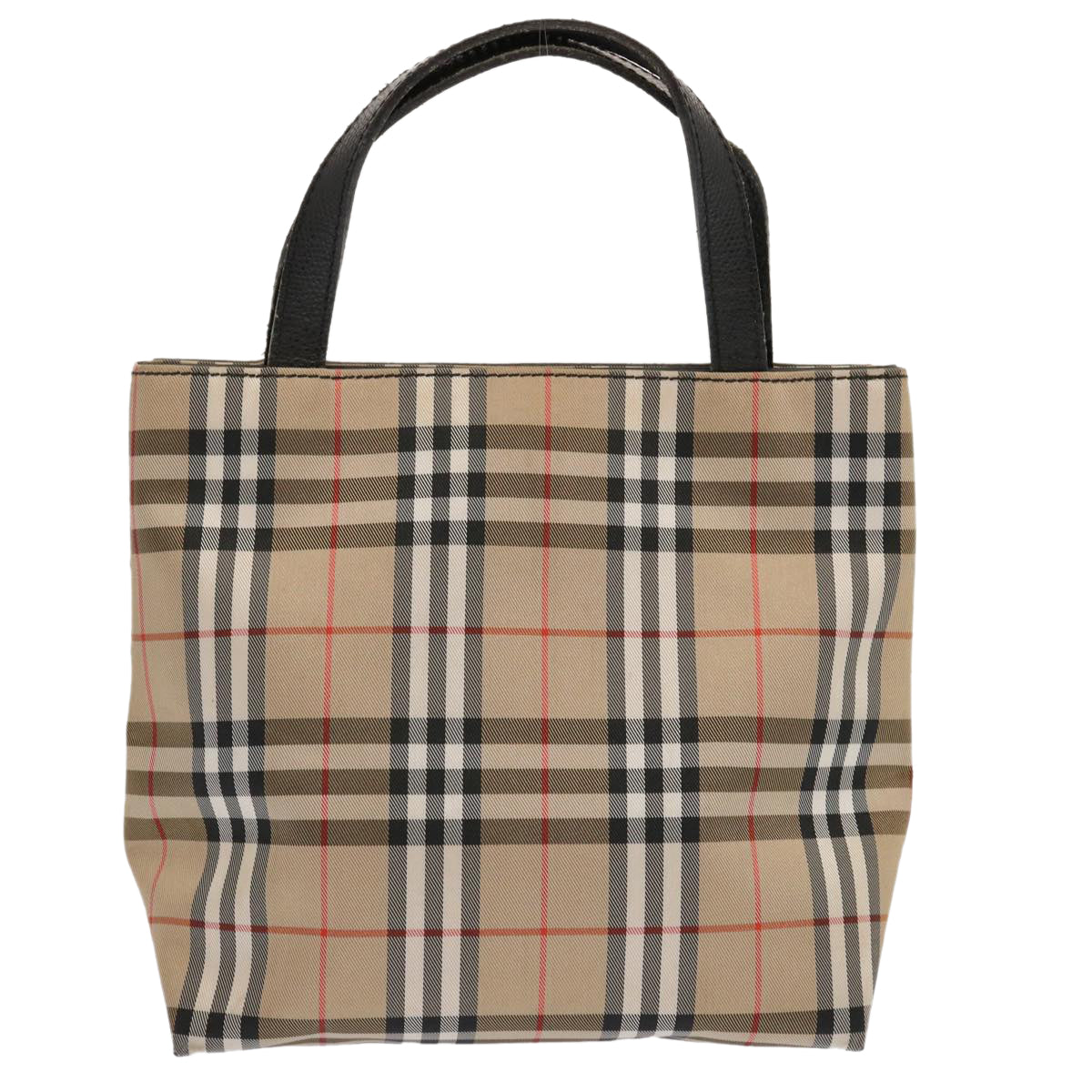 Luxury Burberry Nova Check Hand Bag Nylon Beige Auth ep4001