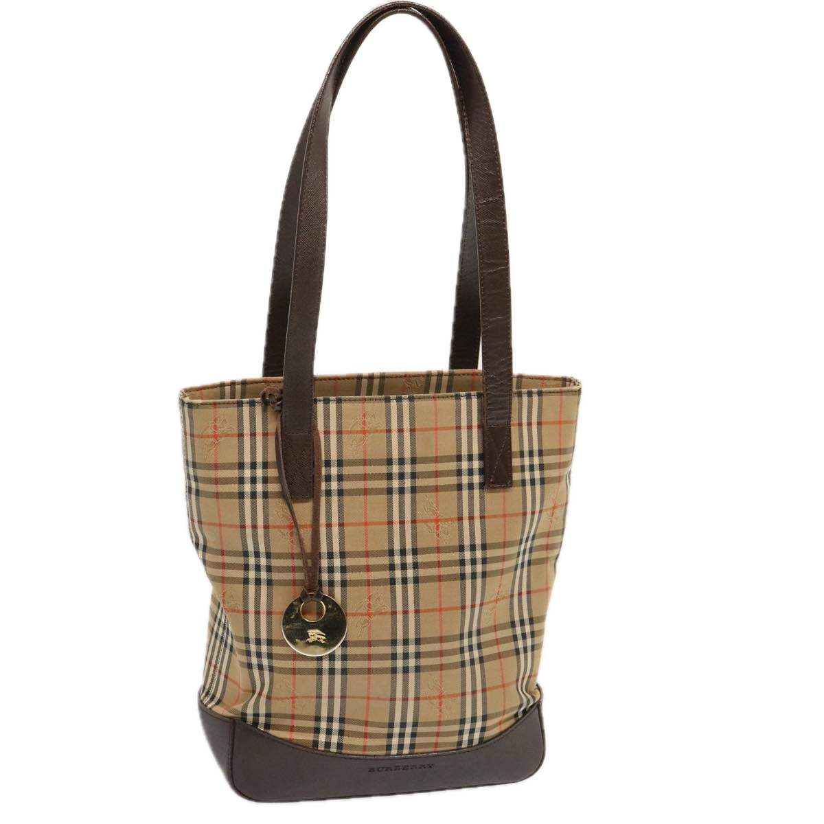 Luxury Burberry Nova Check Tote Bag Canvas Beige Black Auth ep4012