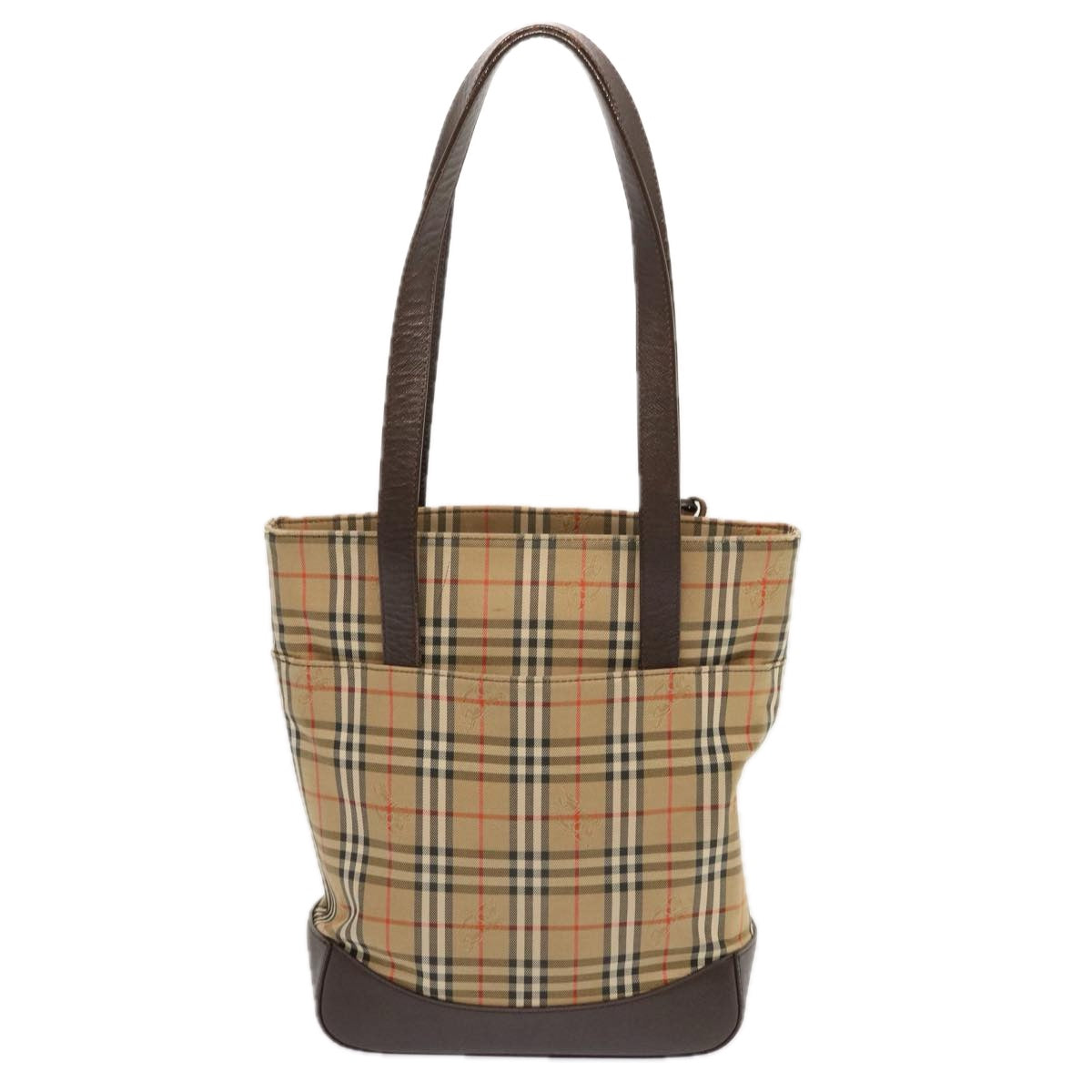 Luxury Burberry Nova Check Tote Bag Canvas Beige Black Auth ep4012