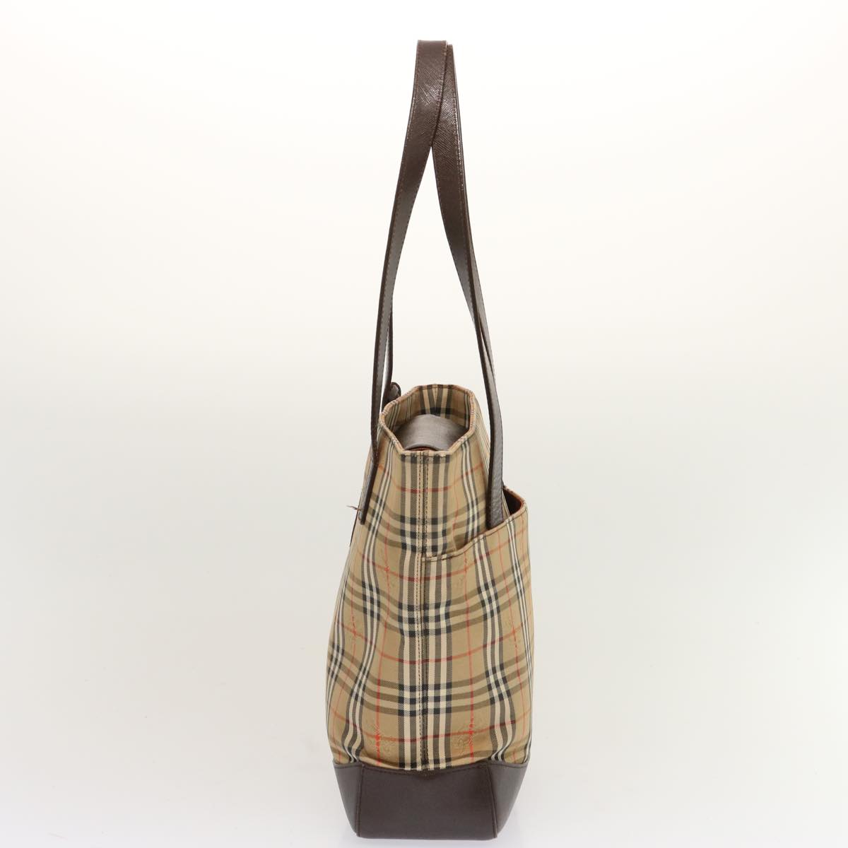 Luxury Burberry Nova Check Tote Bag Canvas Beige Black Auth ep4012