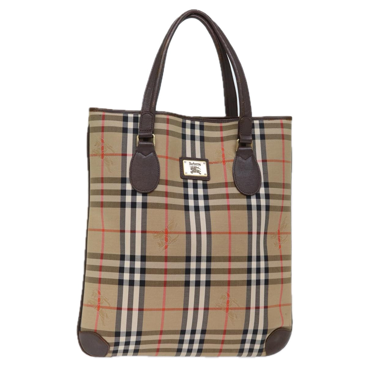 Luxury BurberrySs Nova Check Tote Bag Canvas Beige Auth ep4173