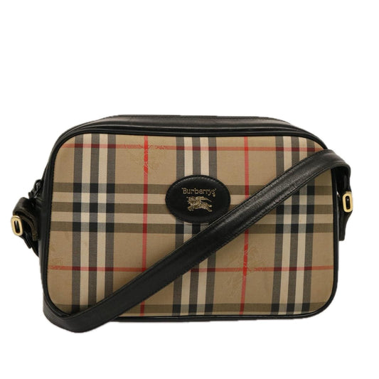 Luxury BurberrySs Nova Check Shoulder Bag Canvas Beige Black Auth ep4300