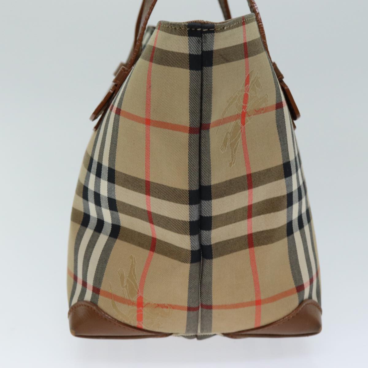 Luxury BurberrySs Nova Check Hand Bag Canvas Beige Auth ep4362