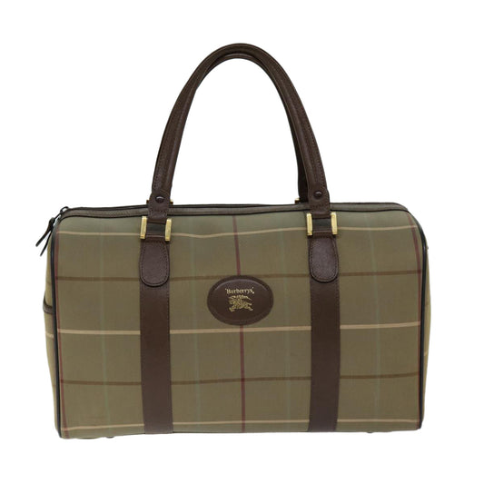 Luxury BurberrySs Nova Check Boston Bag Canvas Beige Auth ep4373