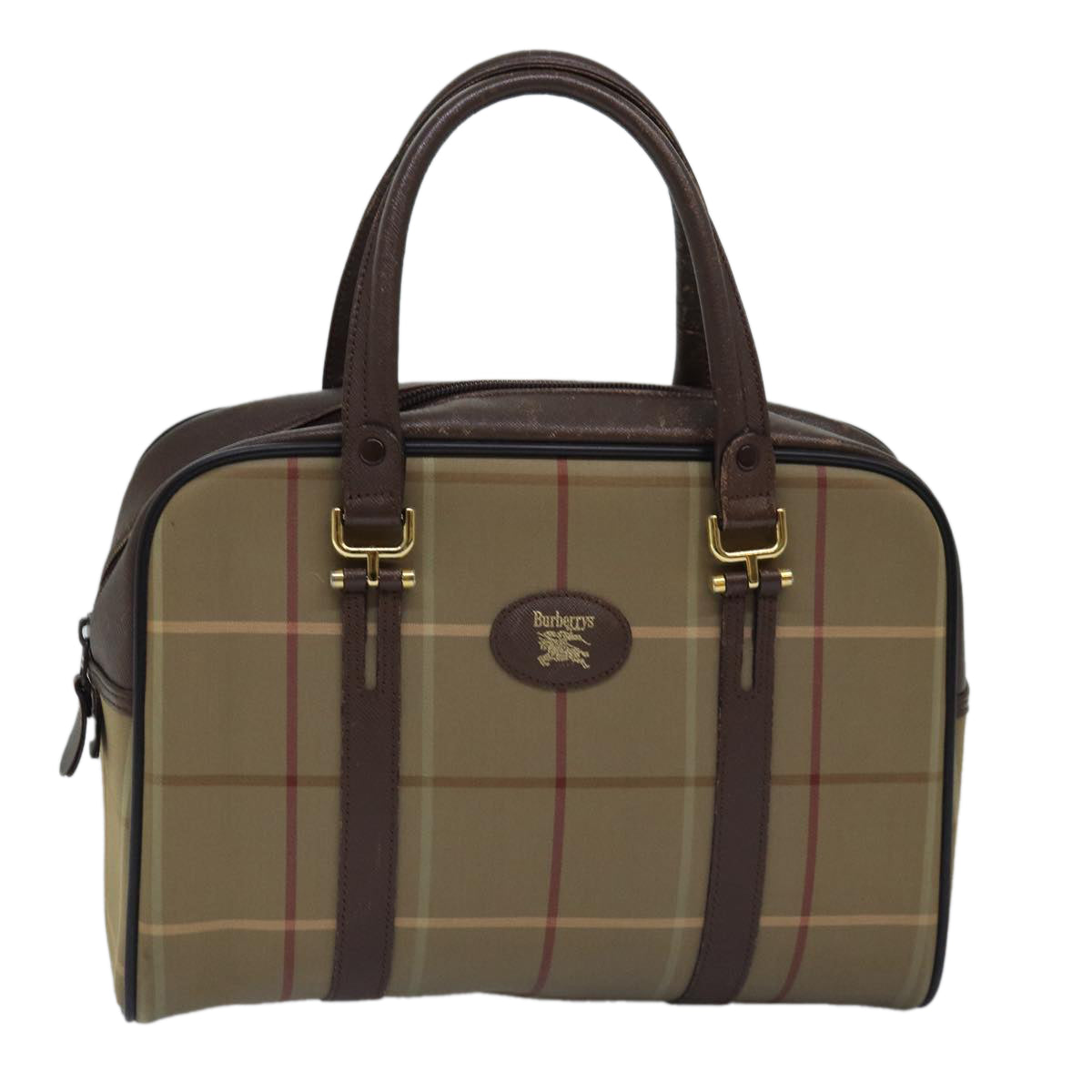 Luxury BurberrySs Nova Check Hand Bag Canvas Beige Auth ep4494