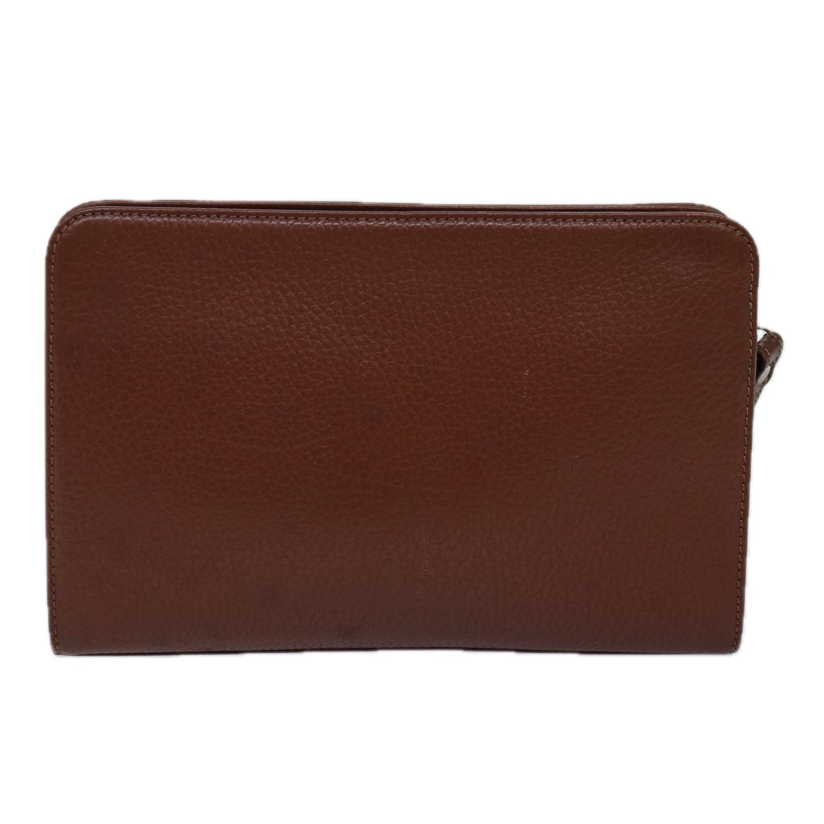 Luxury BurberrySs Clutch Bag Leather Brown Auth ep4543