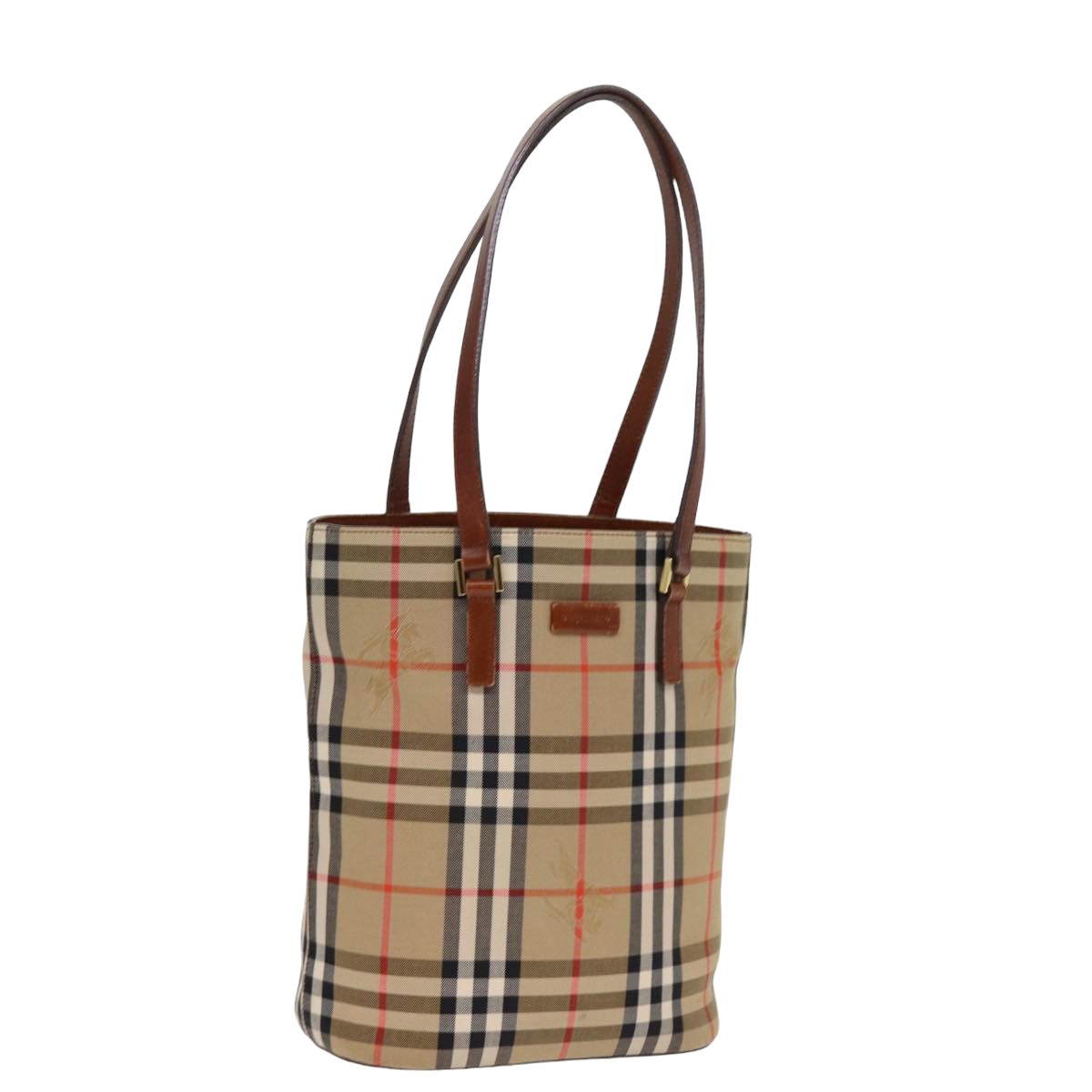 Luxury Burberry Nova Check Tote Bag Canvas Beige Auth ep4573