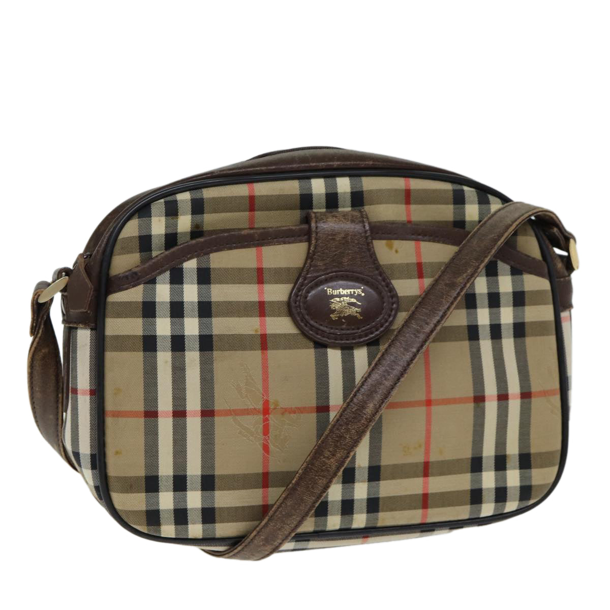 Luxury BurberrySs Nova Check Shoulder Bag Canvas Beige Auth ep4667