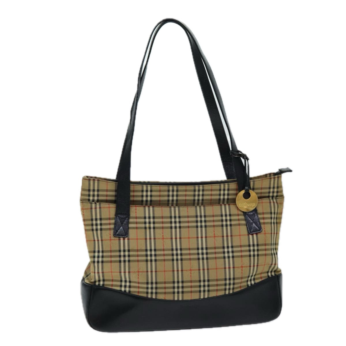 Luxury BurberrySs Nova Check Tote Bag Canvas Beige Auth ep4691