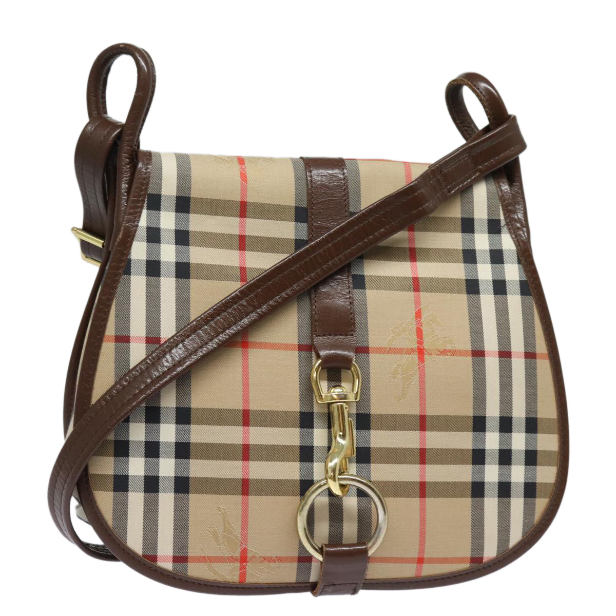 Luxury BurberrySs Nova Check Shoulder Bag Canvas Beige Auth ep4701