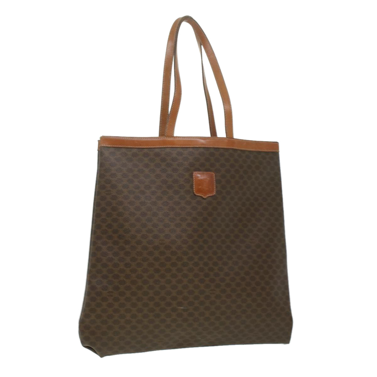 Luxury CELINE Macadam Canvas Tote Bag PVC Leather Brown  ep712