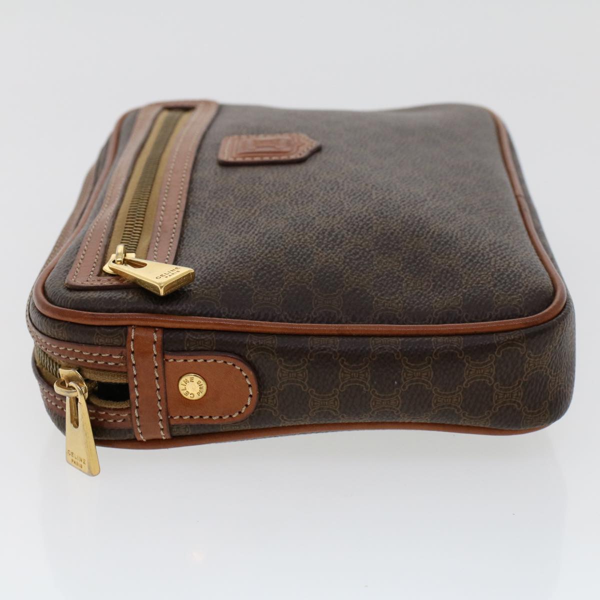 Luxury CELINE Macadam Canvas Clutch Bag PVC Leather Brown ep870