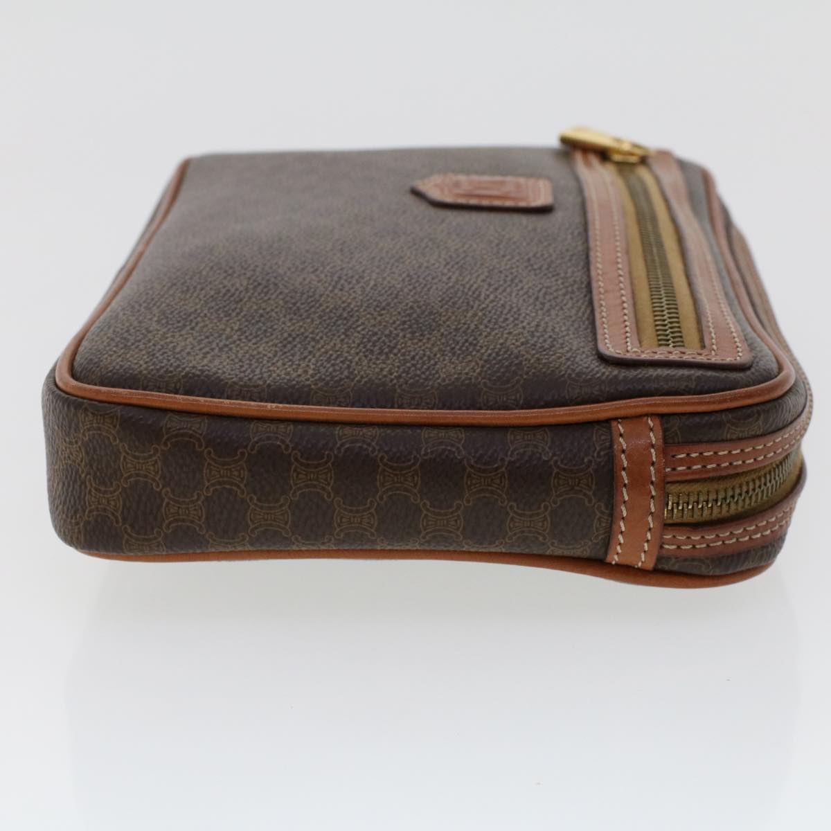 Luxury CELINE Macadam Canvas Clutch Bag PVC Leather Brown ep870