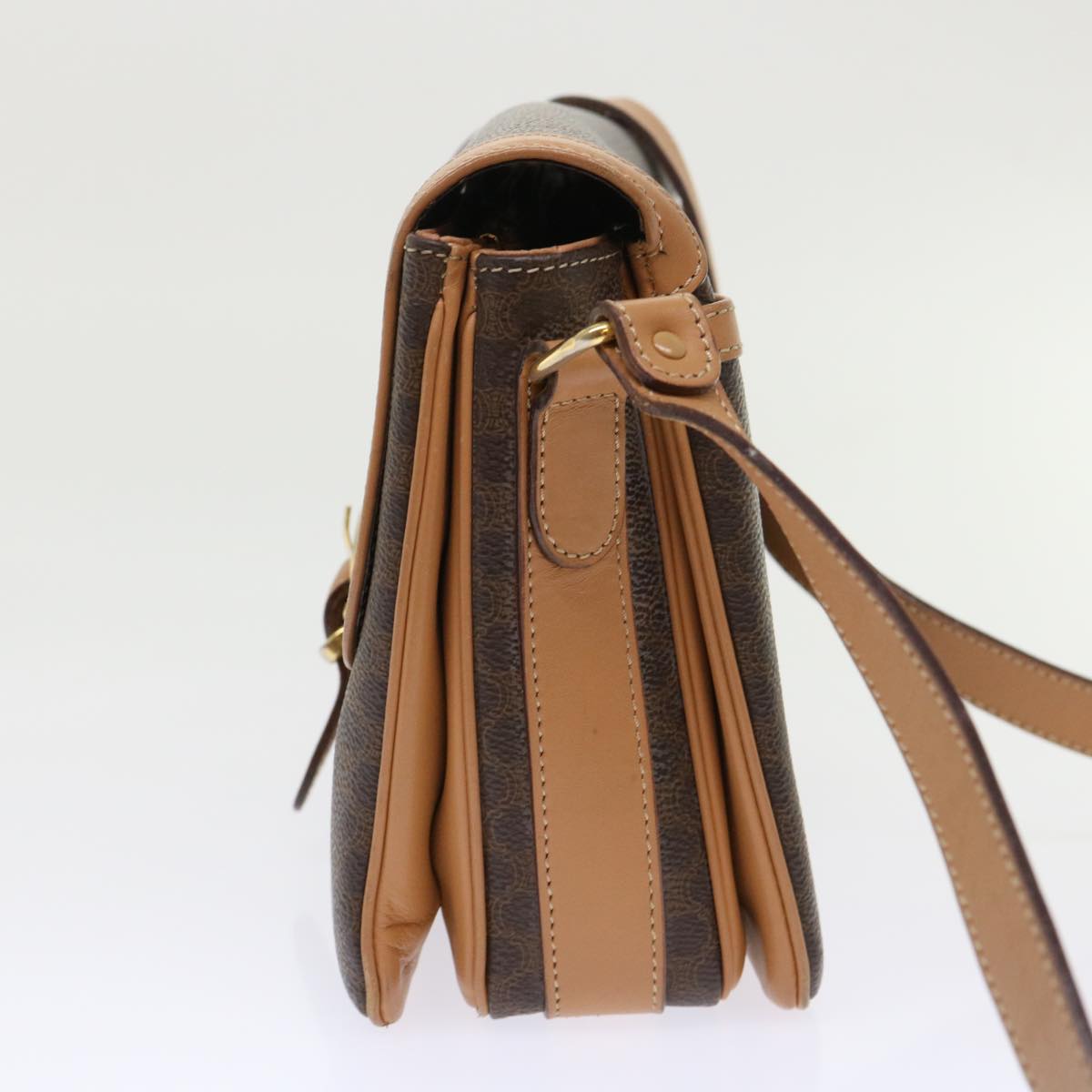 Luxury CELINE Macadam Canvas Shoulder Bag PVC Leather Brown  ep905