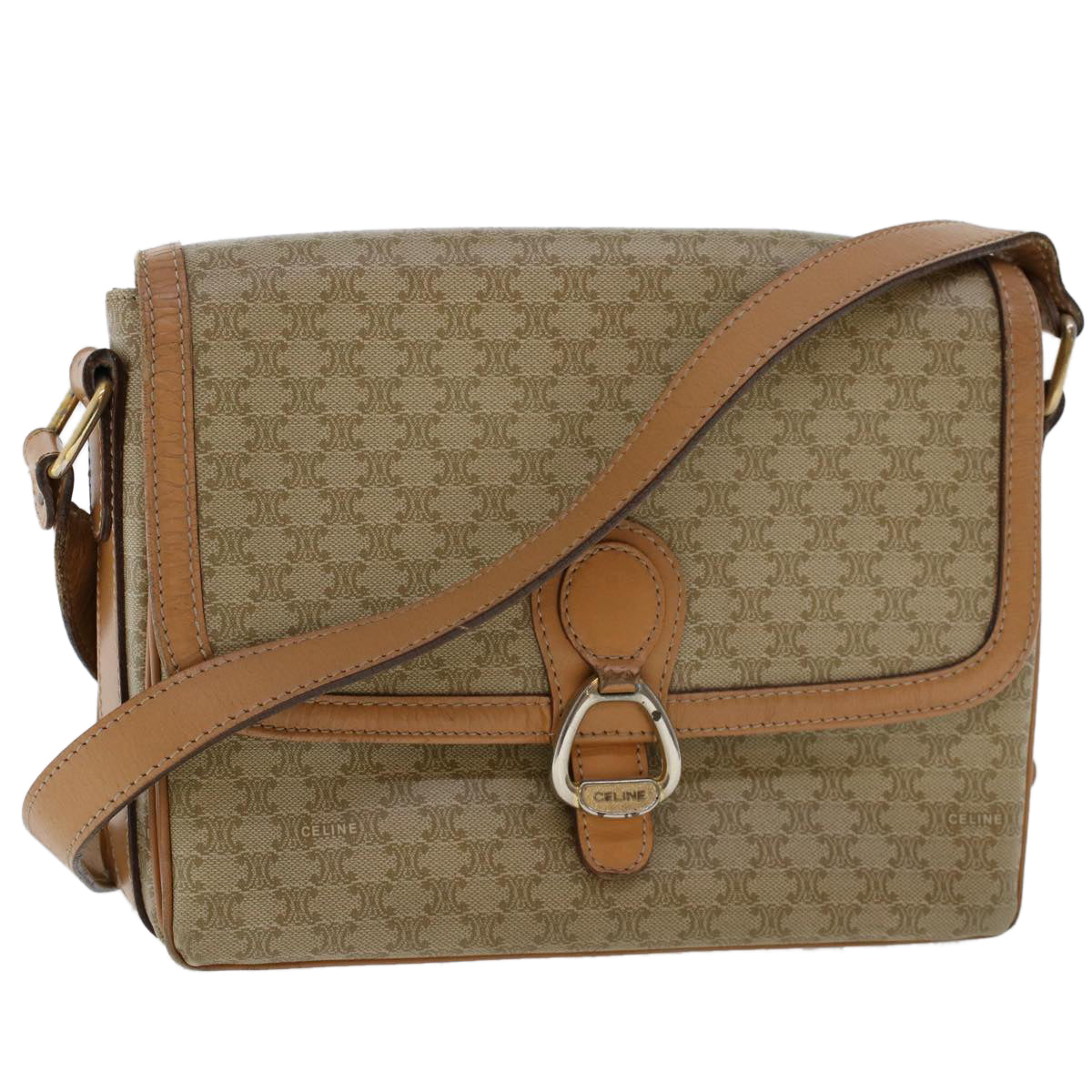Luxury CELINE Macadam Canvas Shoulder Bag Beige  ep907