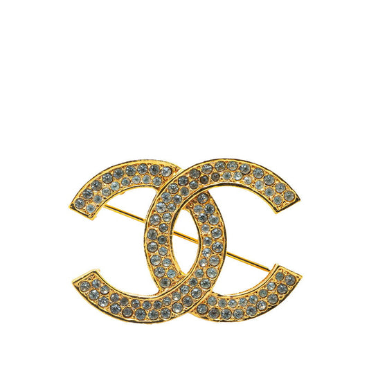 Chanel Gold Plated Coco Mark Rhinestone Brooch Classic Flap Tote