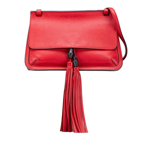 Gucci Bamboo Fringe Tassel Leather Shoulder Bag