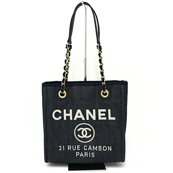 CHANEL Tote Bag A66939 Cotton denim Navy Douville PM