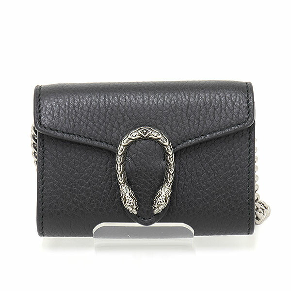 GUCCI Coin case 574930 Leather/palladium-tone hardware black Dionysus Chain coin purse Women