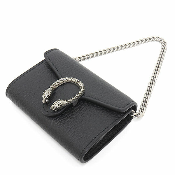 GUCCI Coin case 574930 Leather/palladium-tone hardware black Dionysus Chain coin purse Women