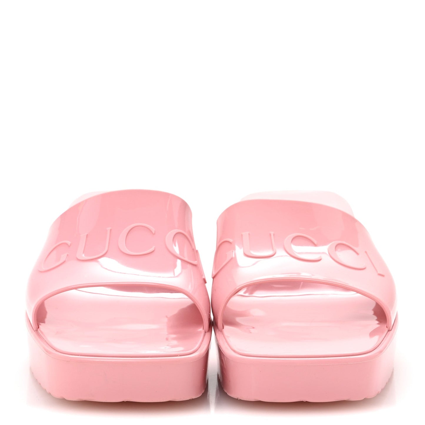 Gucci Rubber Logo Womens Platform 20/60mm Slide Sandals 39 Wild Rose