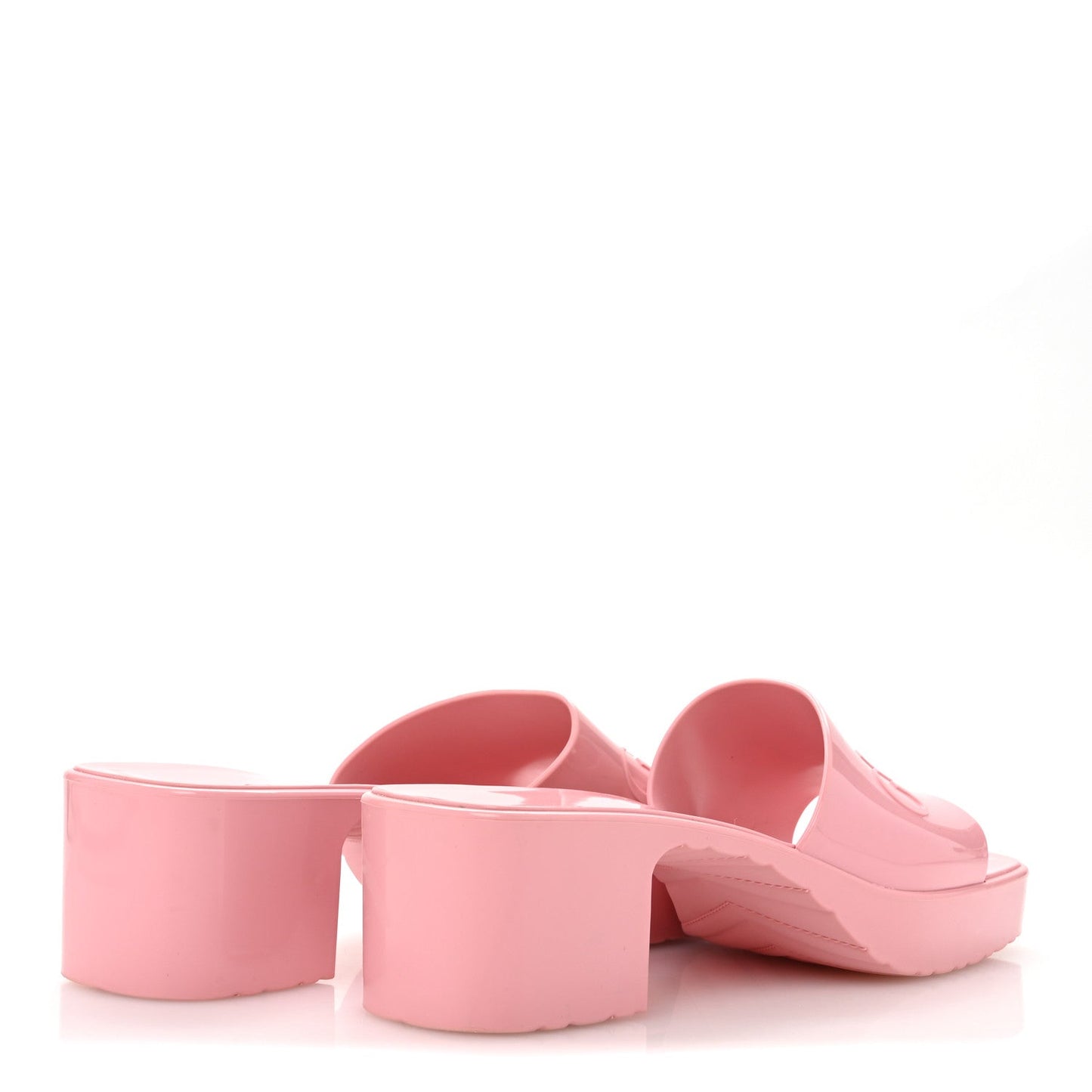 Gucci Rubber Logo Womens Platform 20/60mm Slide Sandals 39 Wild Rose