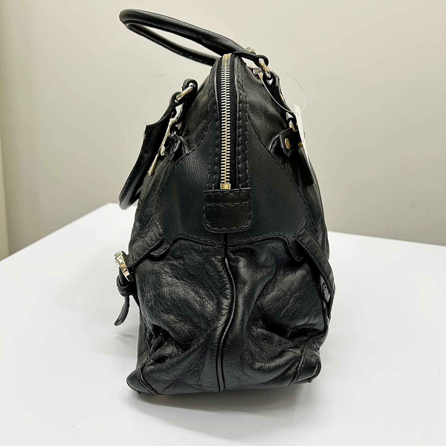 Gucci Black Leather Medium Horsebit Nail Boston Bag gu9932nf