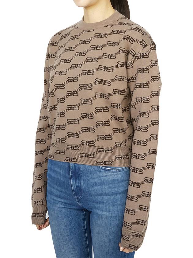 Luxury Balenciaga Trending 2026 BB Icon Jacquard Knit Top Brown